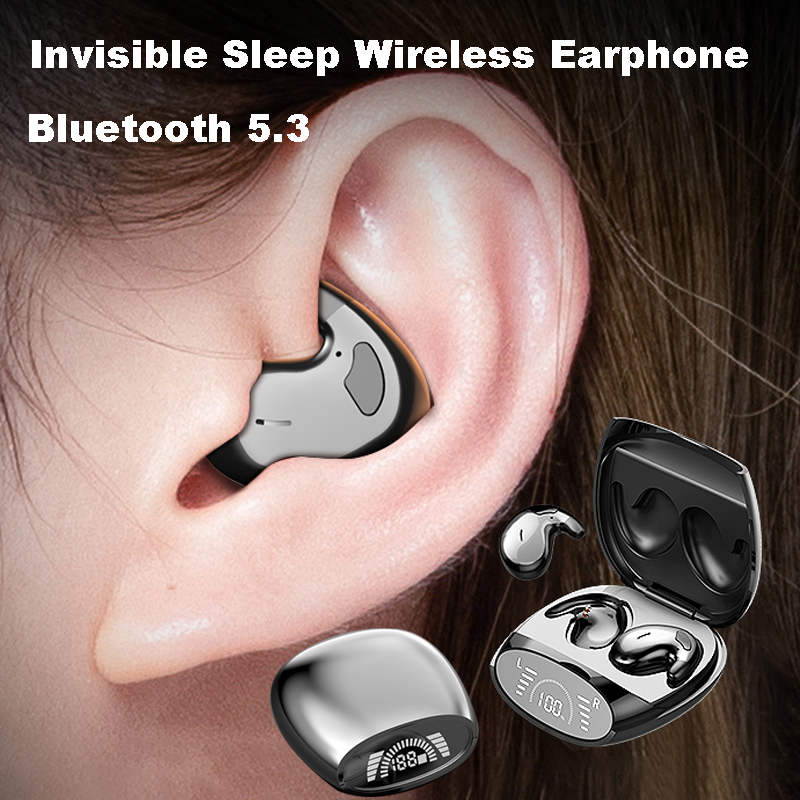 Earbuds Anc Wireless - 睡眠目に見えないイヤホン小型ミニヘッドフォン隠しノイズキャンセリング TWS ワイヤレスヘッドセットスポーツステレオ Bluetooth 5.3 イヤホン