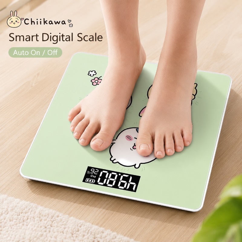 Body Fat Scale Smart - かわいいチカワス体脂肪計スマートデジタルスケールUSB充電式高精度HD液晶ディスプレイ強化ガラス浴室フィットネス