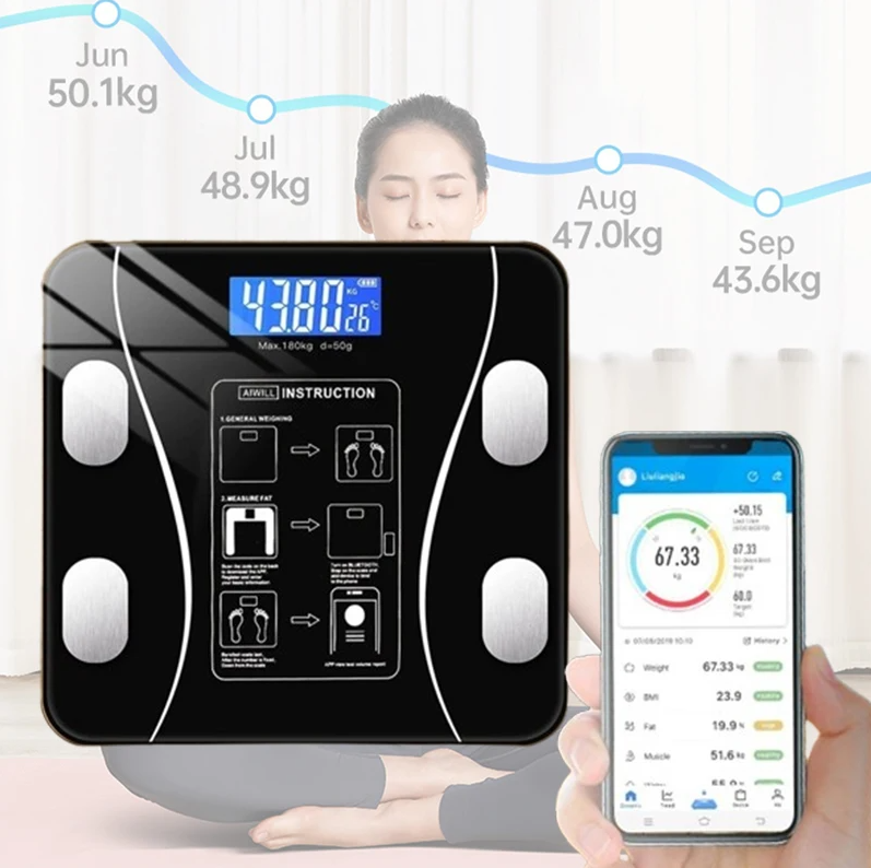Body Fat Scale Smart - USB インテリジェント精密体脂肪計小型電子体重計家庭用デジタルスケール正確な体重脂肪測定